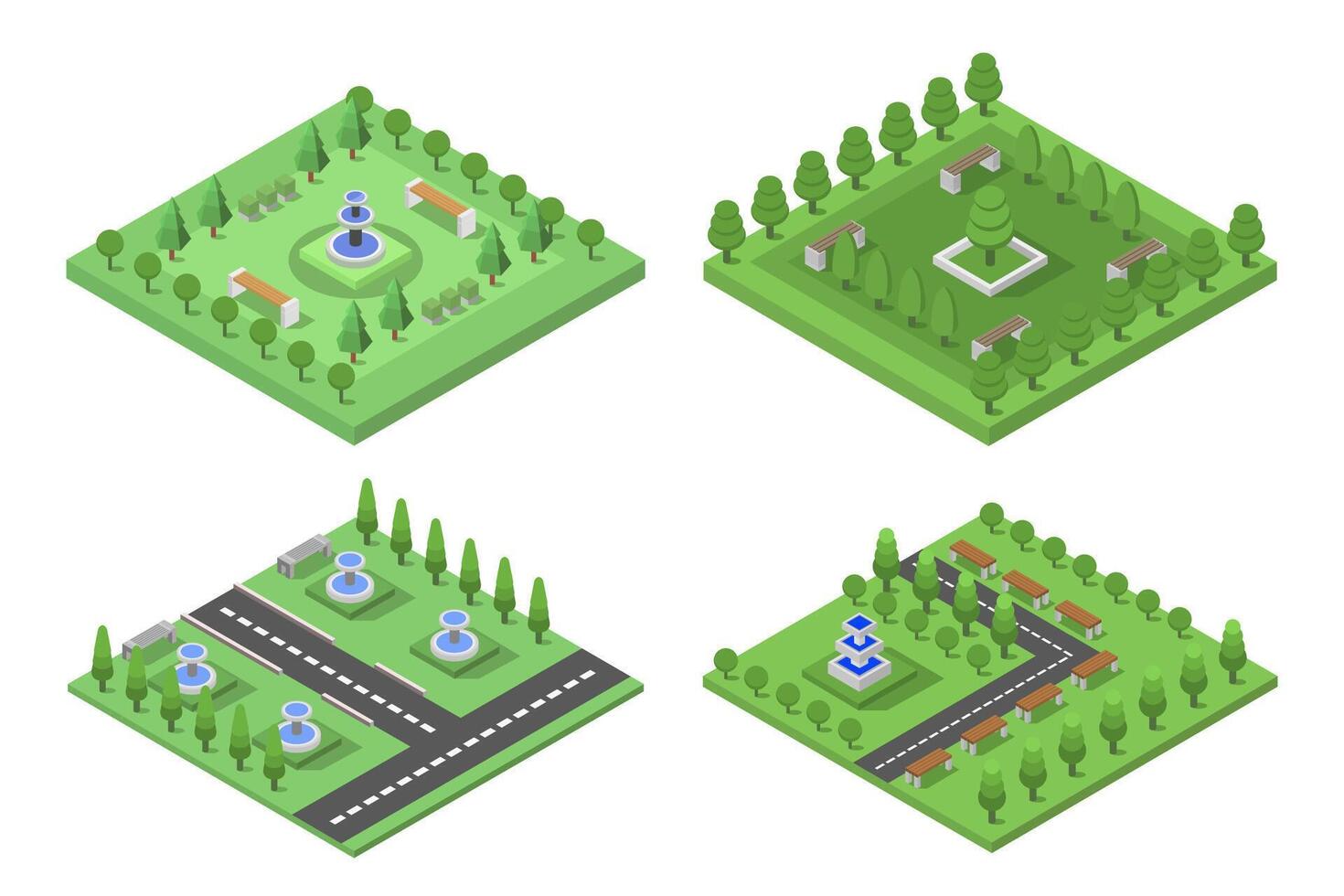 Isometric public gardens on white background vector