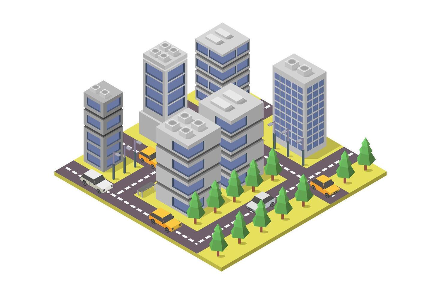 Isometric city on white background vector
