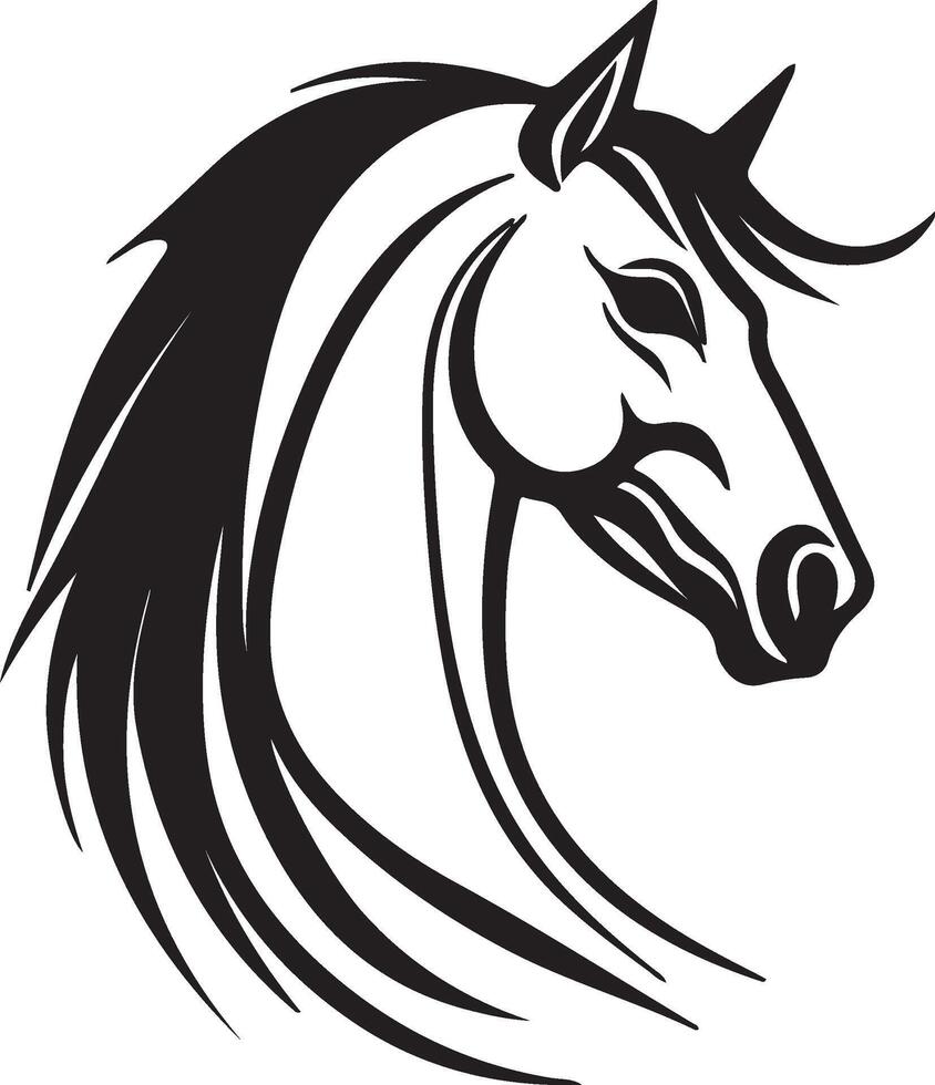 caballo negro silueta icono en blanco antecedentes. vector