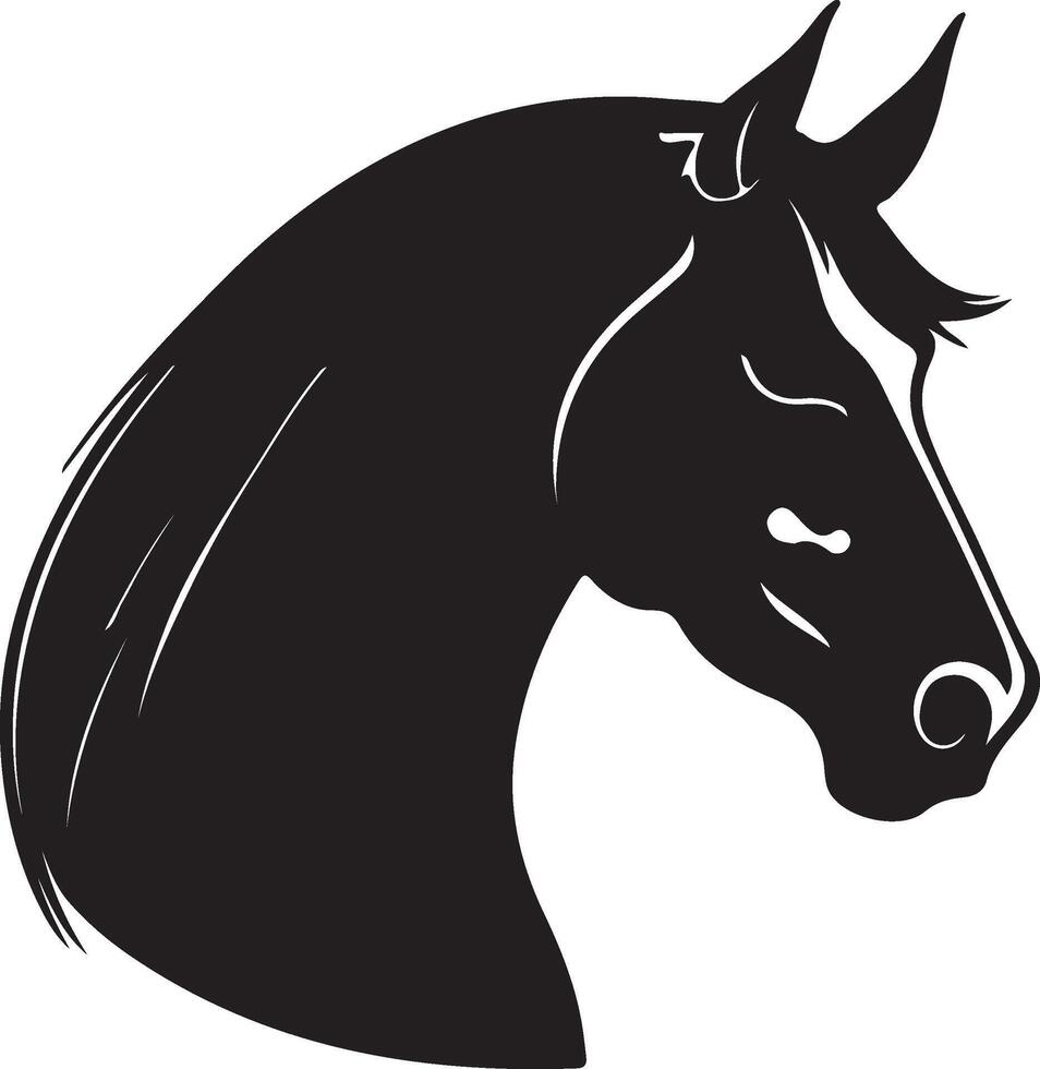 Horse Black Silhouette Icon on White Background. vector