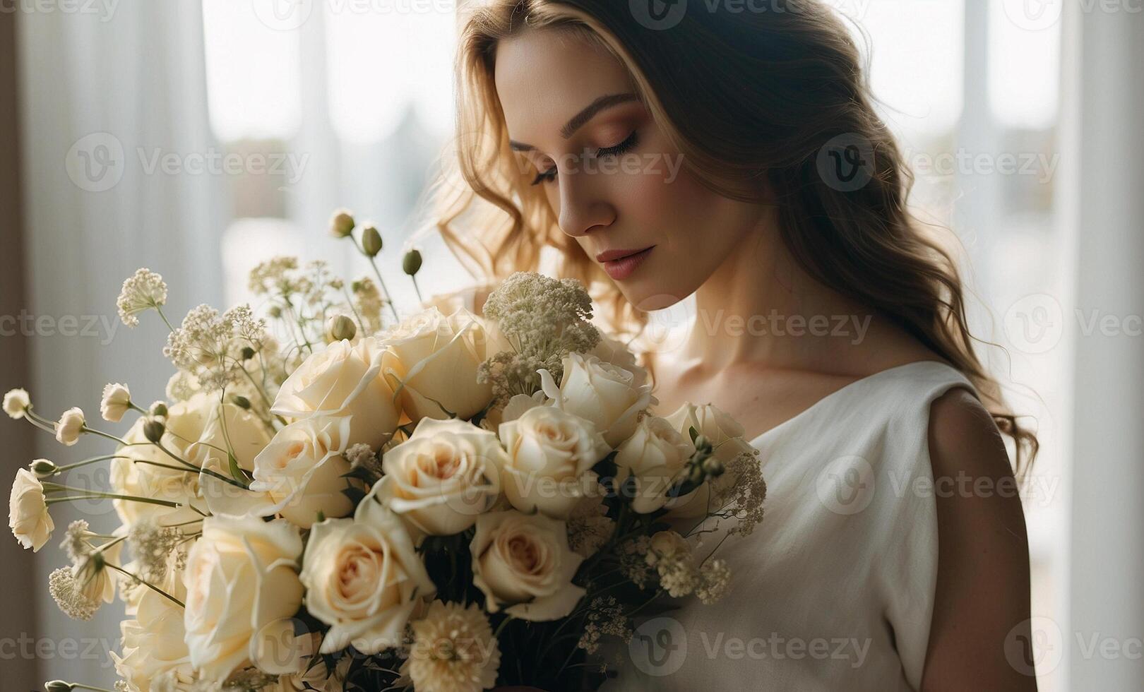 woman with flowers photo