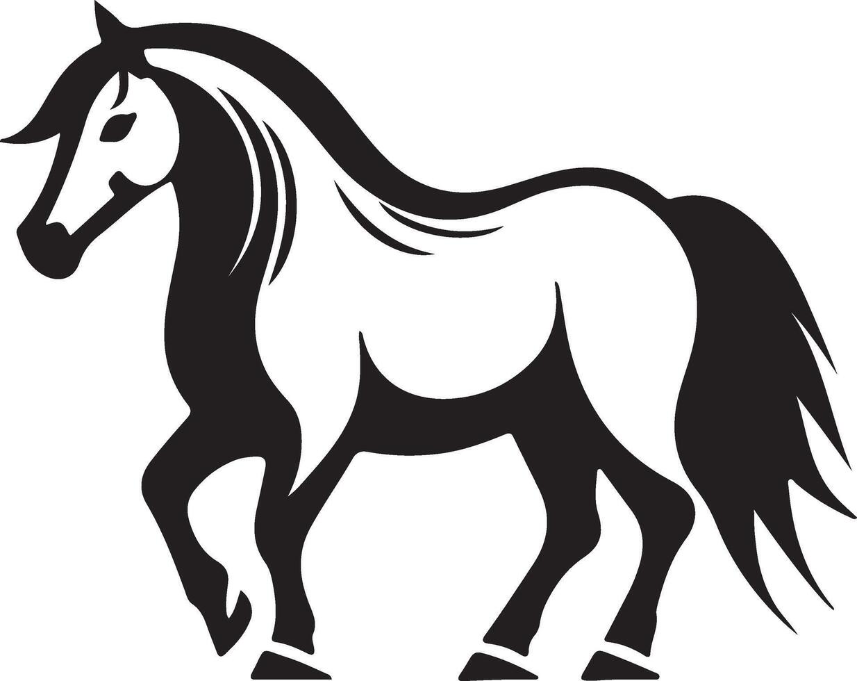 caballo negro silueta icono en blanco antecedentes. vector