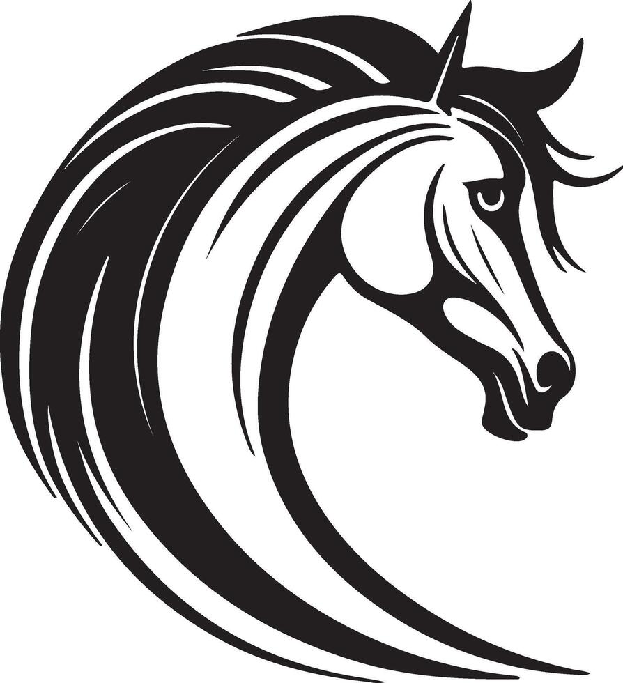 Horse Black Silhouette Icon on White Background. vector