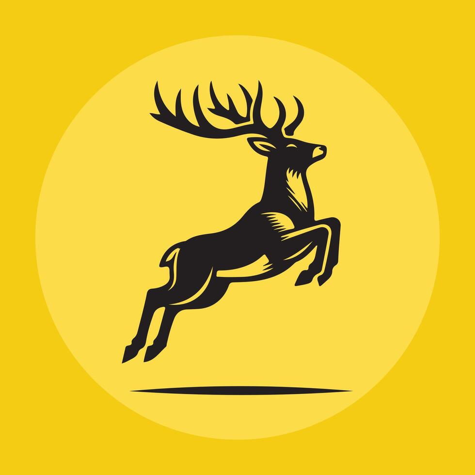 jumping deer icon logo design vector
