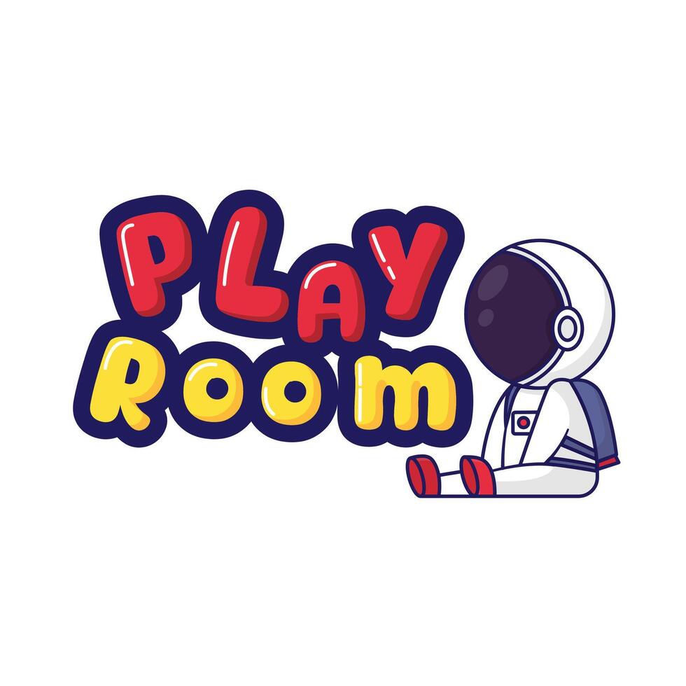 Playground logo, galaxy theme with astronaut mascot vector