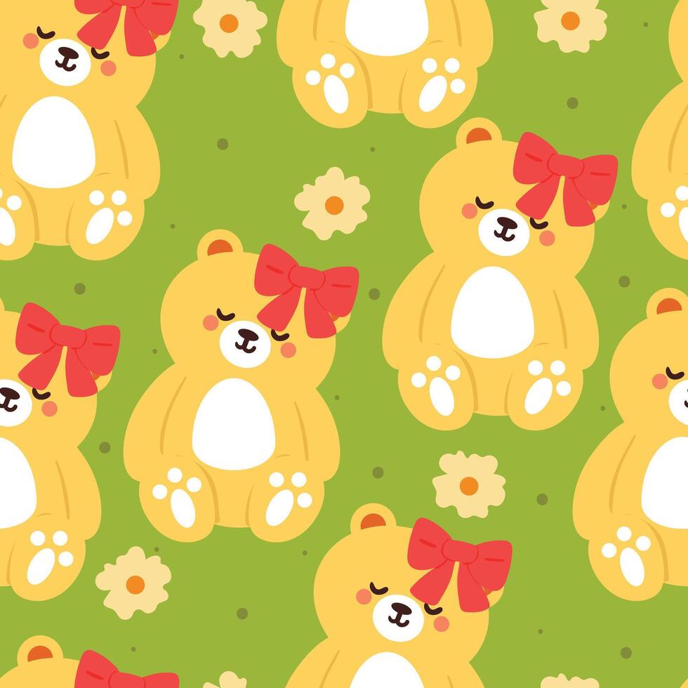 seamless pattern cartoon bears. cute animal wallpaper illustration for gift wrap paper vector