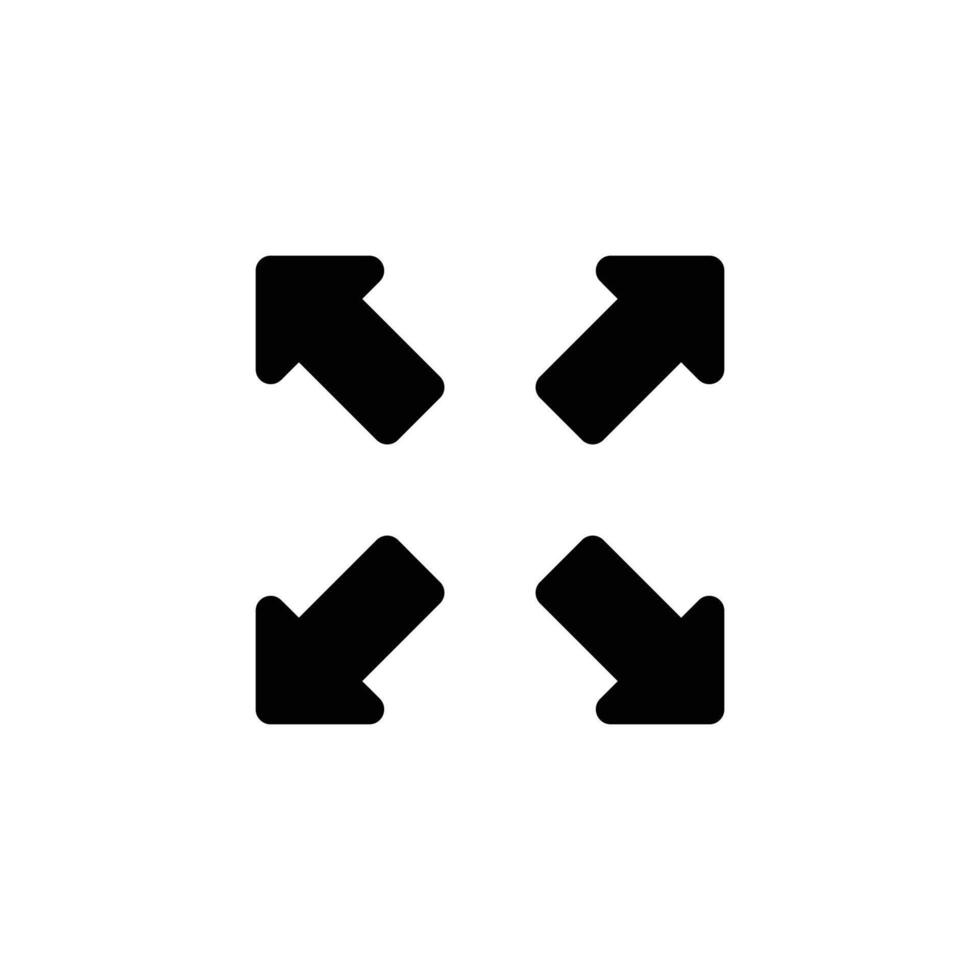 Four arrows icon. Simple solid style. Arrow, direction, square, road, traffic, option, pathway, way concept. Black silhouette, glyph symbol. Isolated. vector