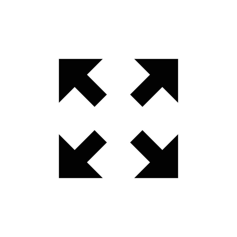 Four arrows icon. Simple solid style. Arrow, direction, square, road, traffic, option, pathway, way concept. Black silhouette, glyph symbol. Isolated. vector