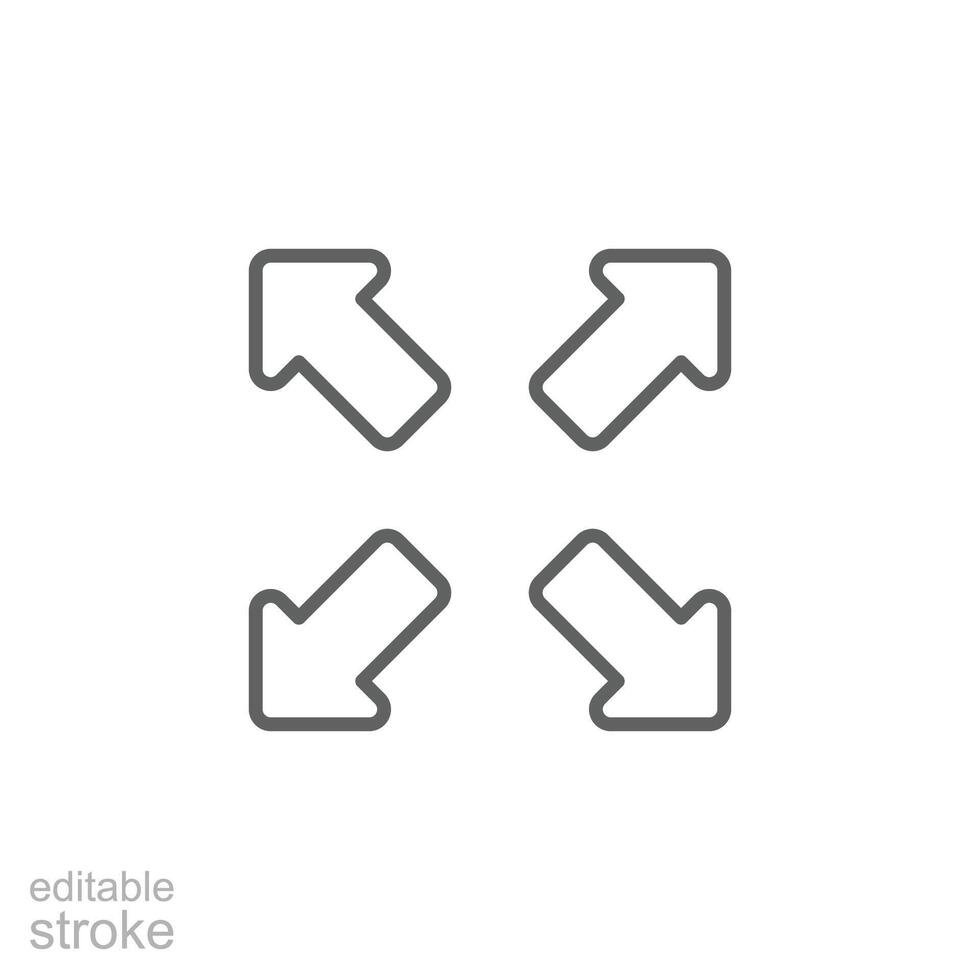 Four arrows icon. Simple outline style. Arrow, direction, square, road, traffic, option, pathway, way concept. Thin line symbol. Isolated. Editable stroke. vector
