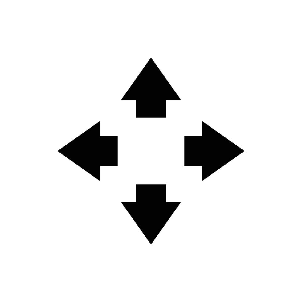 Four arrows icon. Simple solid style. Arrow, direction, square, road, traffic, option, pathway, way concept. Black silhouette, glyph symbol. Isolated. vector