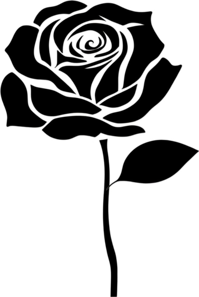 Timeless stencil rose silhouette, perfect for elegant crafts. Ai-generated. png