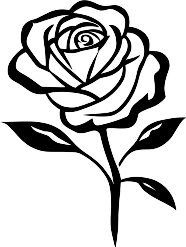 Timeless stencil rose silhouette, perfect for elegant crafts. Ai-generated. png