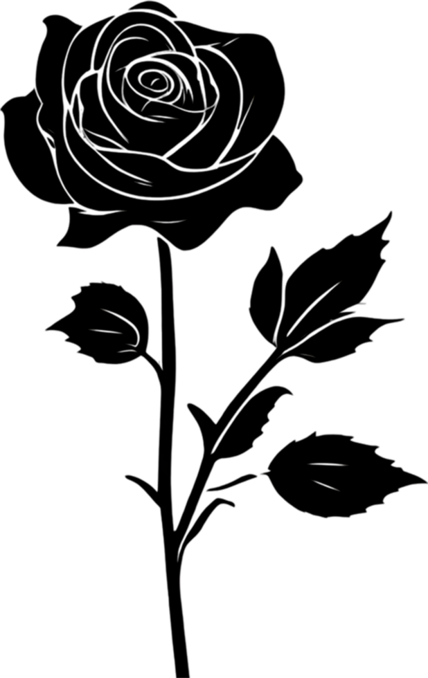 Timeless stencil rose silhouette, perfect for elegant crafts. Ai-generated. png