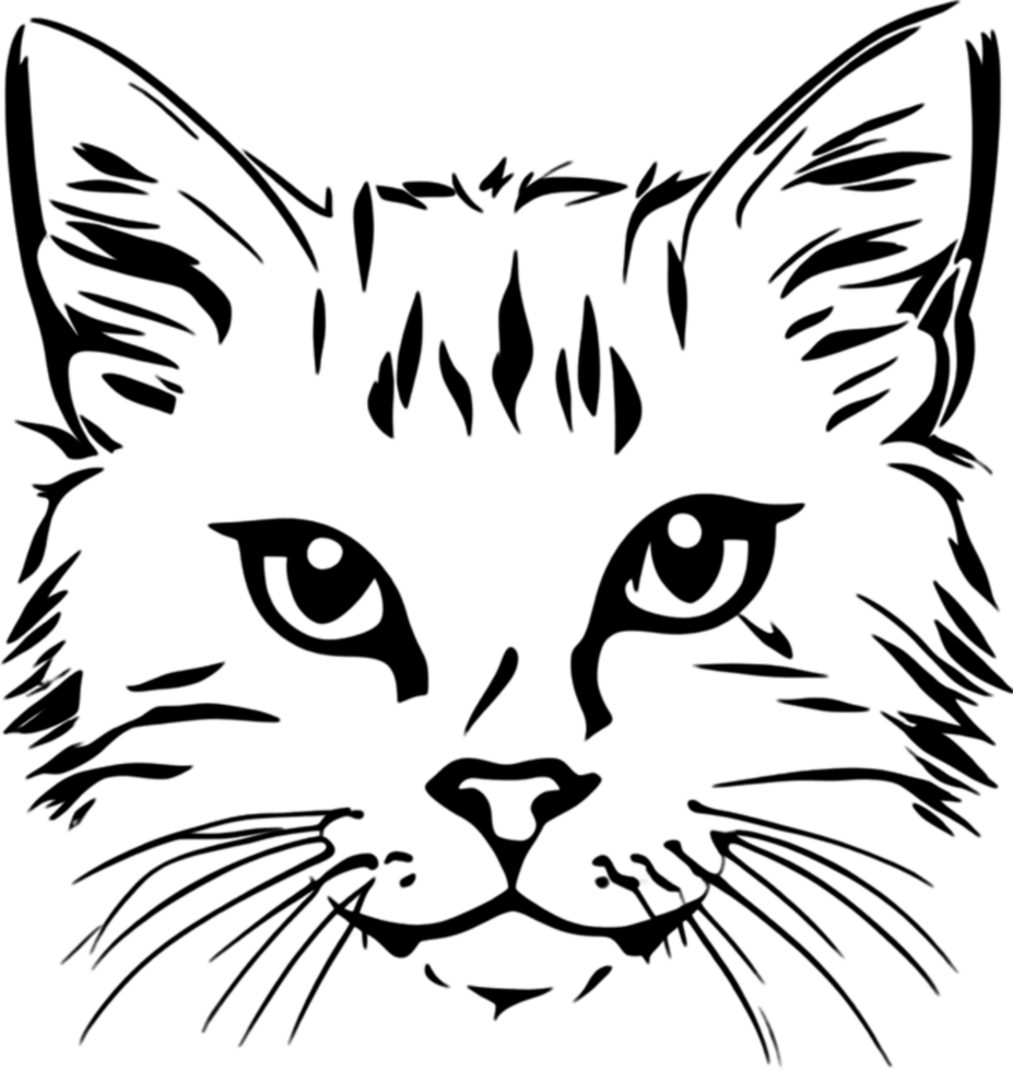 A stencil clipart featuring the silhouette of a cat with distinct fur. AI-Generated. png