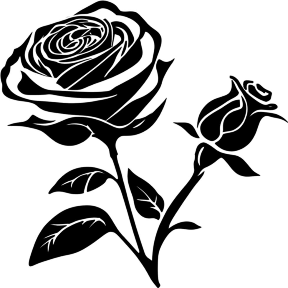 Timeless stencil rose silhouette, perfect for elegant crafts. Ai-generated. png