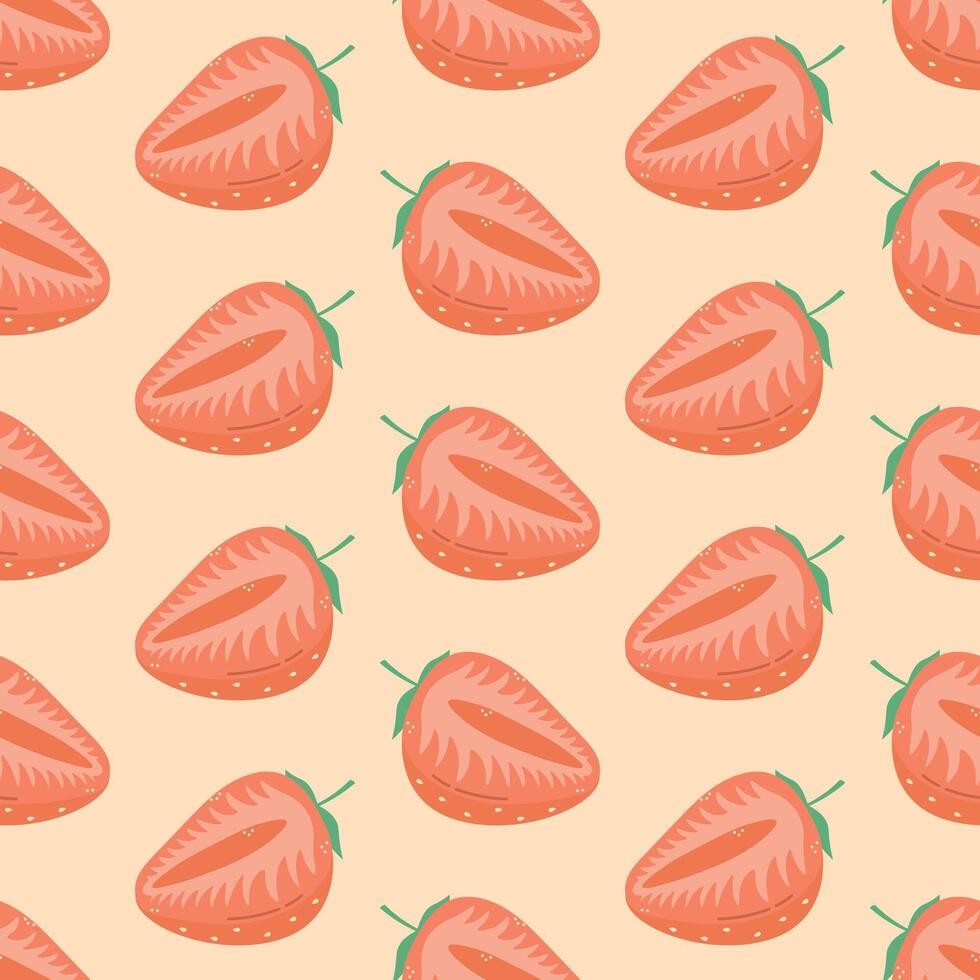 Strawberry Seamless Pattern, Strawberry slice vector