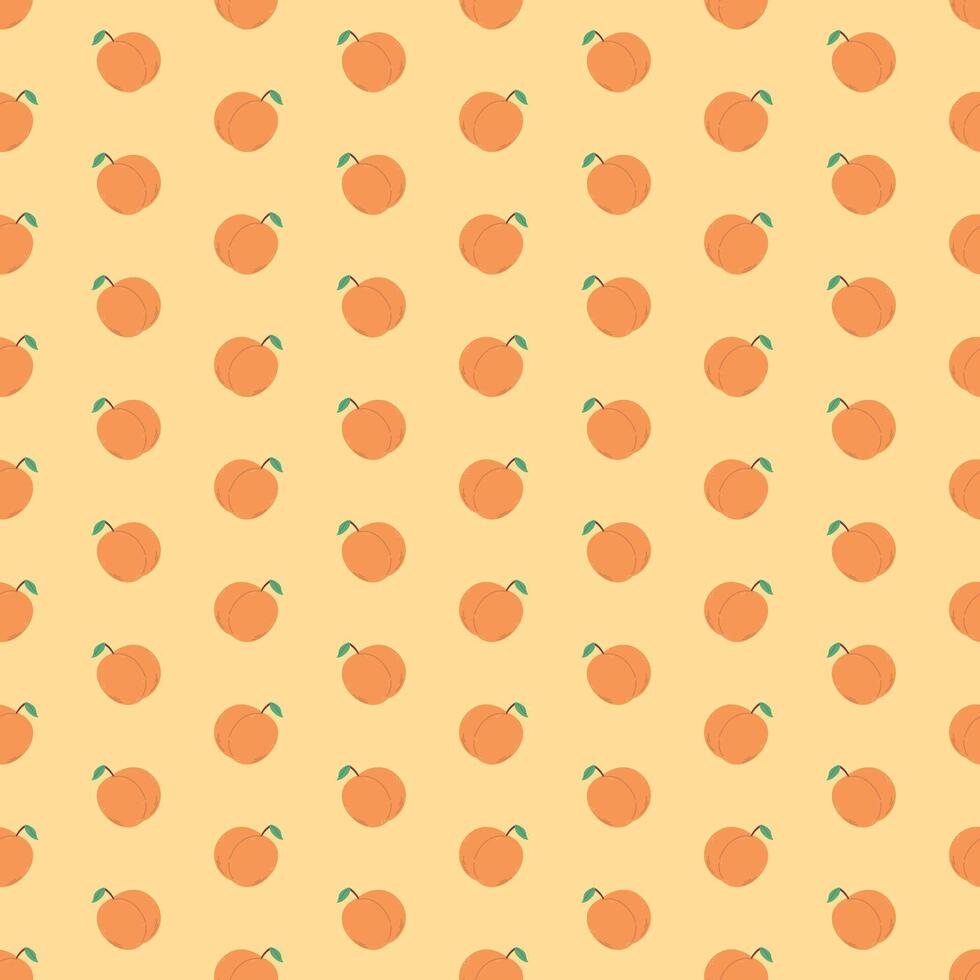Peach Seamless Pattern With Leaves vector