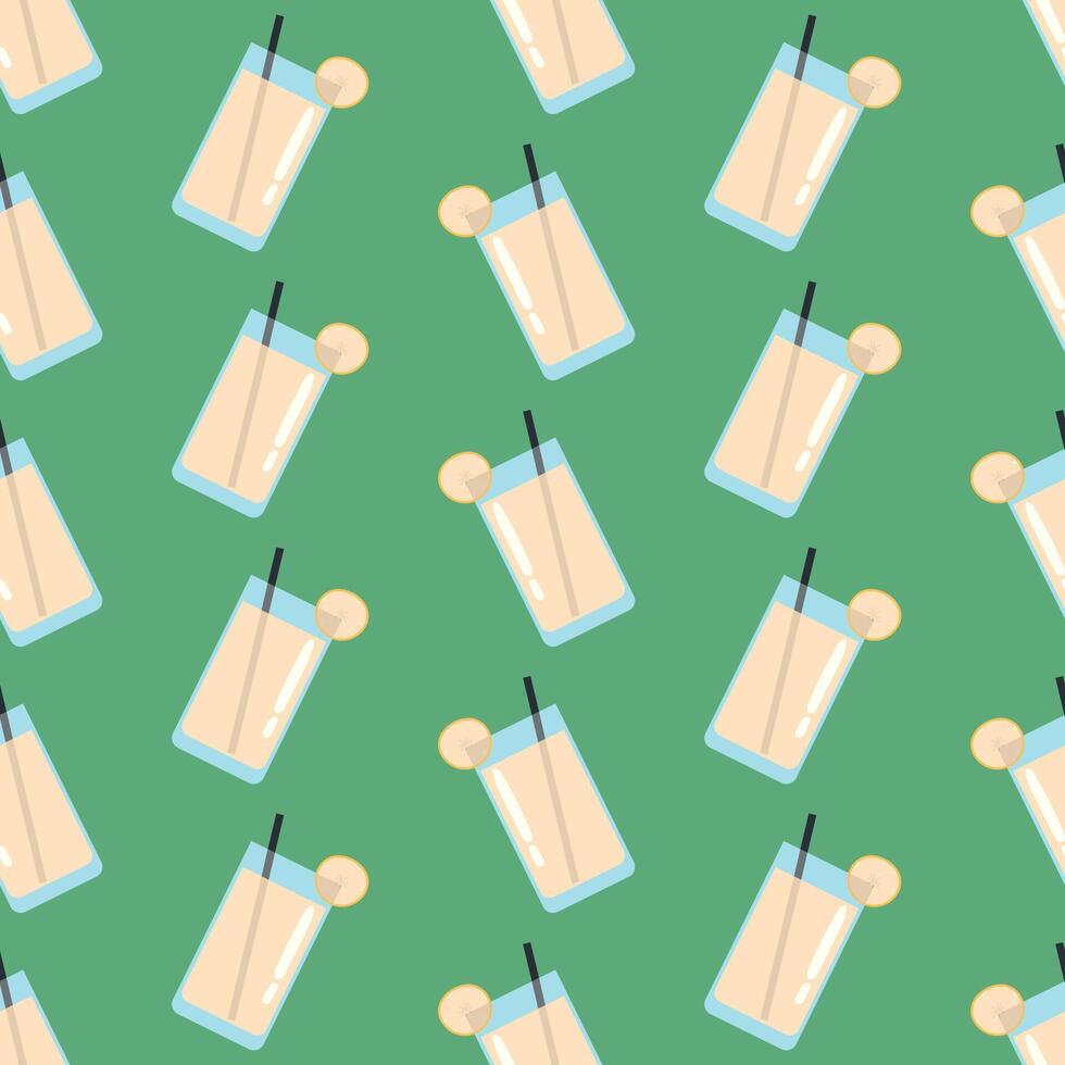 Banana Juice Smoothie Seamless Pattern vector