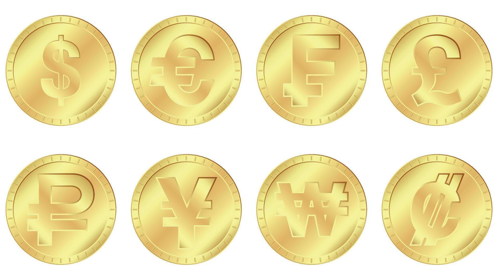 golden coins from different countries vector