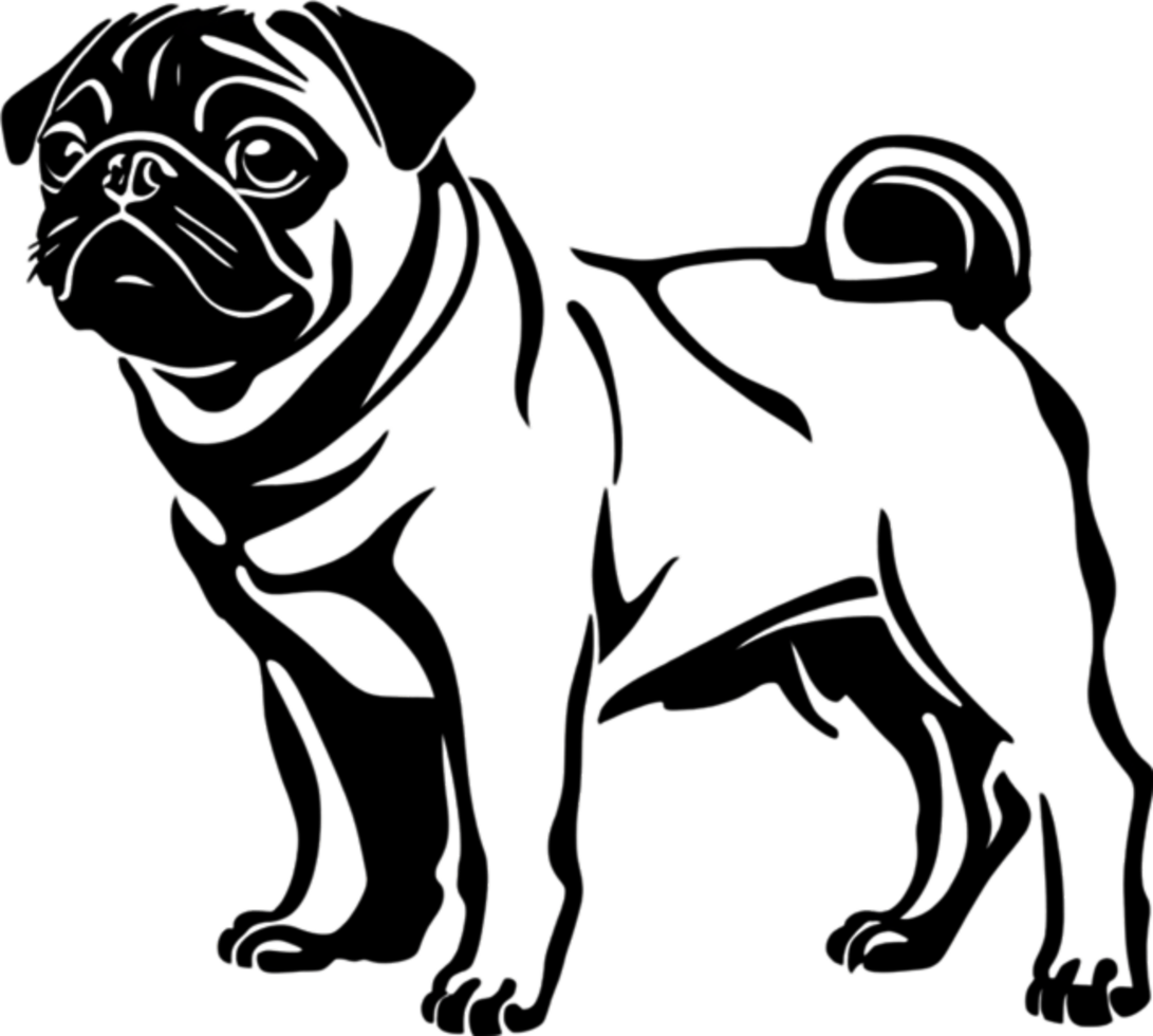 A stencil clipart featuring the silhouette of a cute dog. Dog clipart in minimalist style. AI-Generated. png