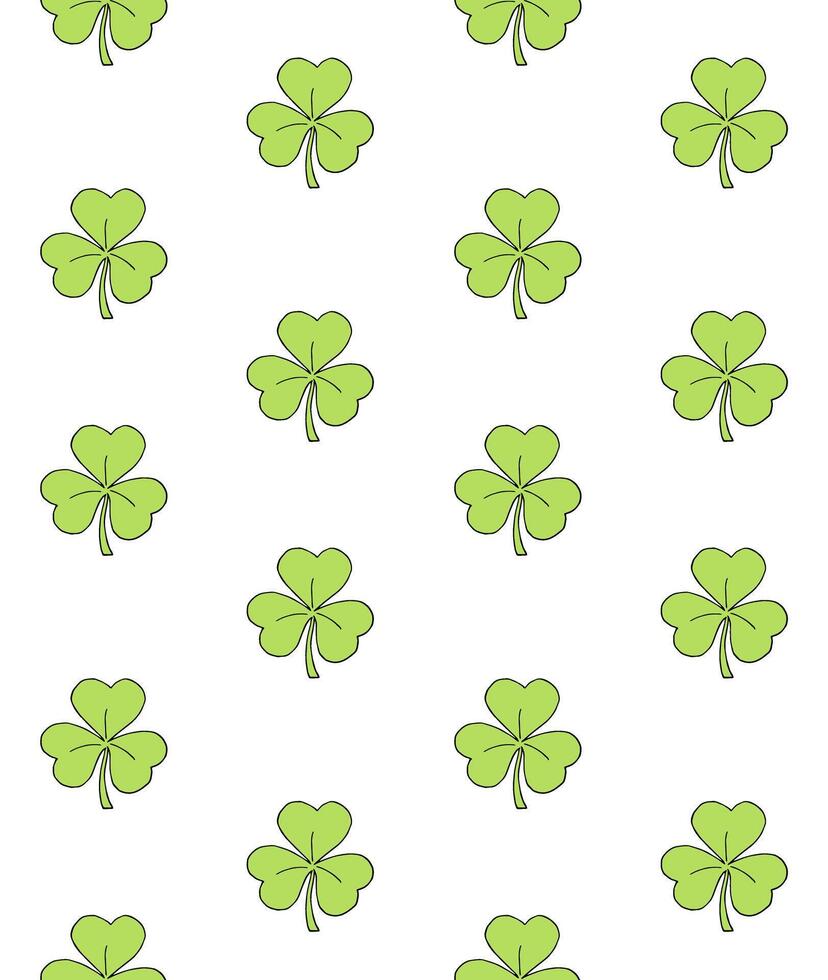 Seamless pattern of hand drawn shamrock vector