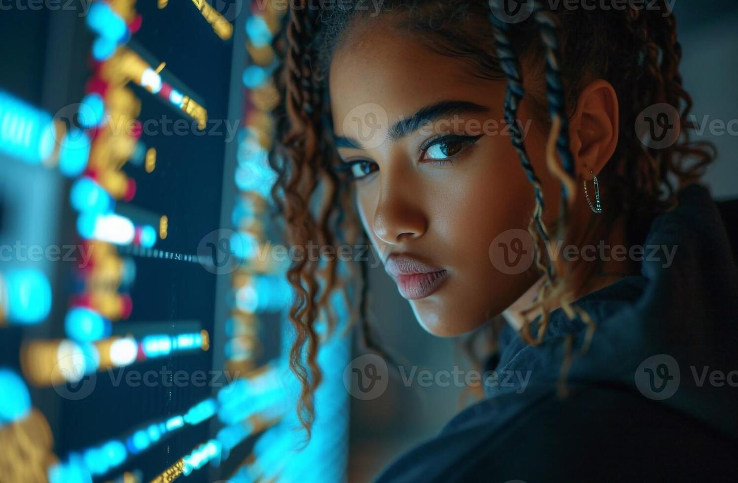 Human and technology concept. Digital transformation. AI , Artificial Intelligence. Wide image for banners, advertisements. photo