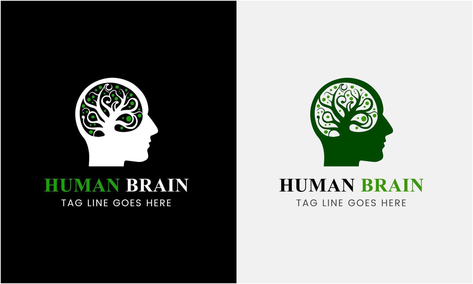 Tree brain logo concept. Human mind, mind growth, human brain with power bulb, brain with leaf, logo concept idea symbol, brain recharge, brain improve vector