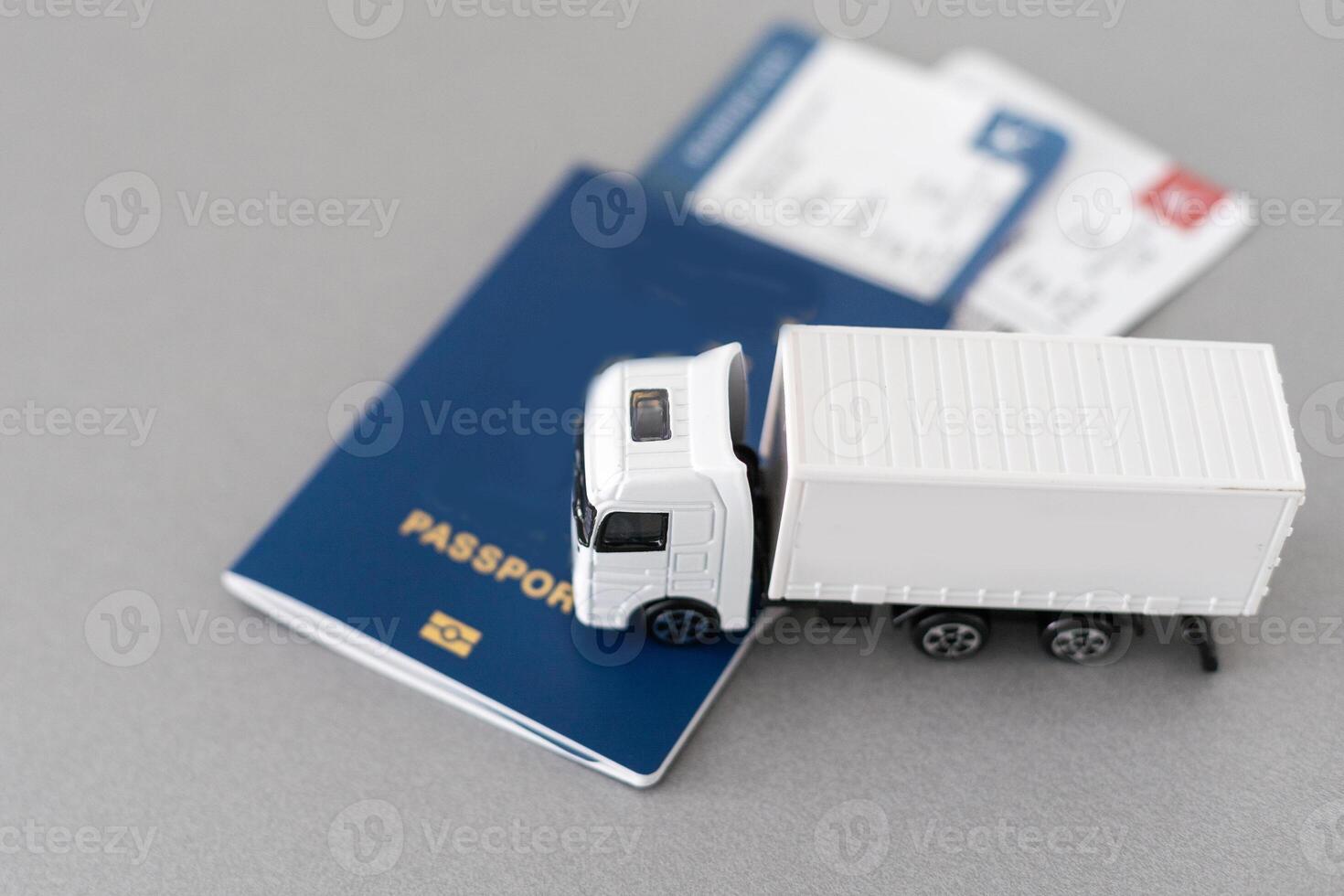 3D rendering of a truck with trailer isolated in white background photo