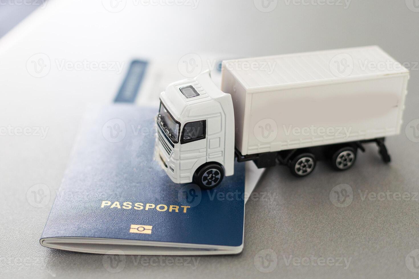 3D rendering of a truck with trailer isolated in white background photo