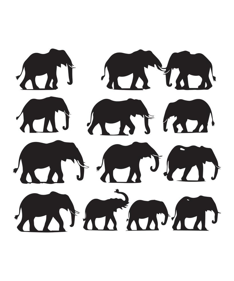 Elephant icons collection vector