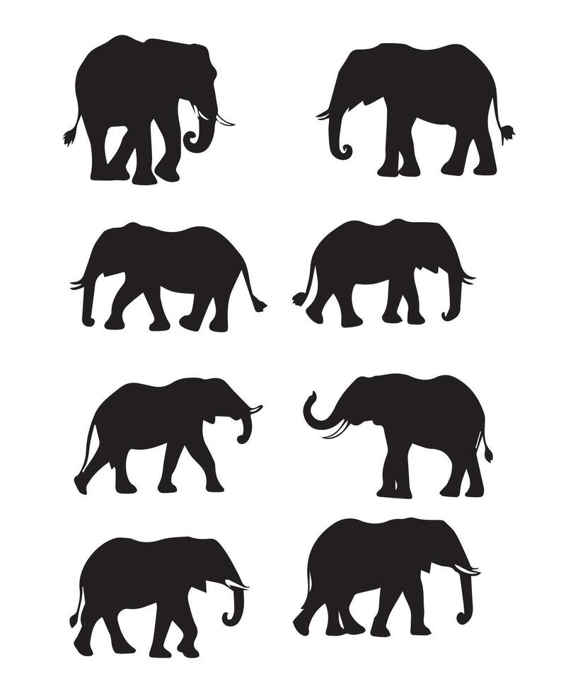 Elephant icons collection vector