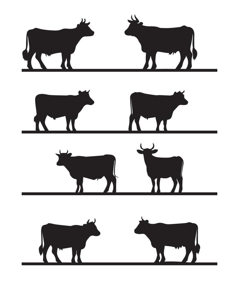 cow silhouettes design vector