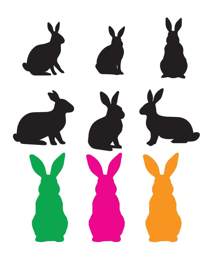 Rabbit silhouettes design vector
