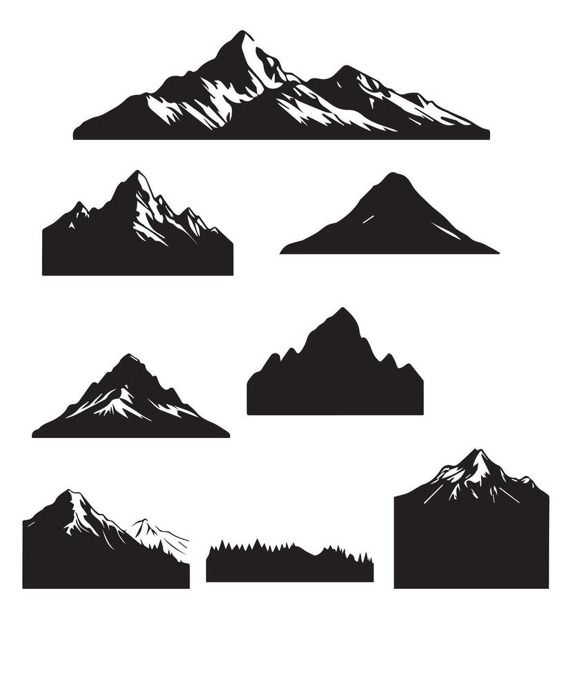 mountain silhouette icon set for logo vector