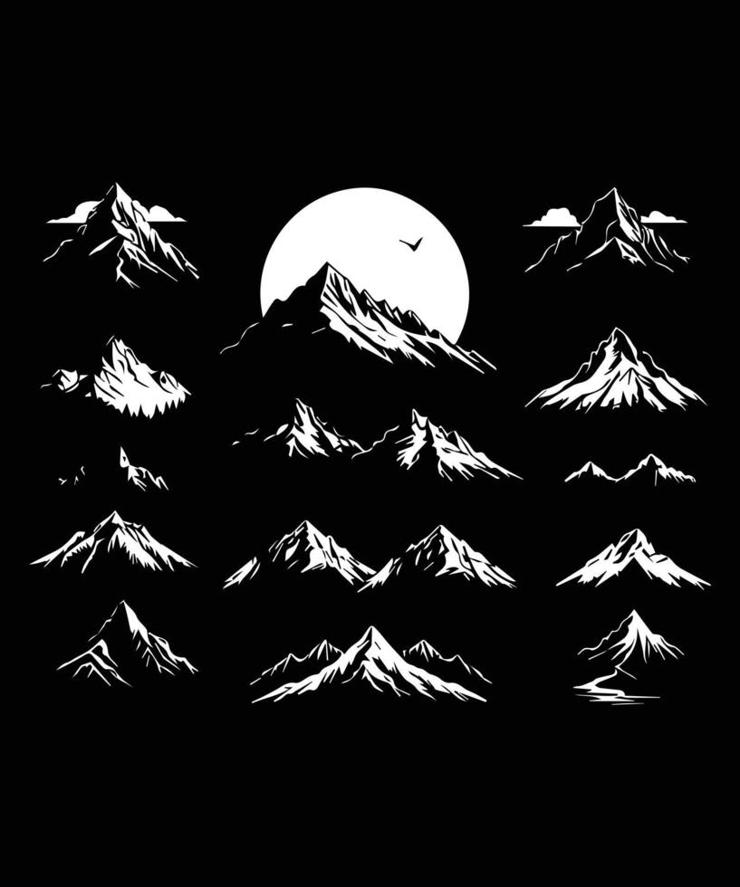 mountain silhouette icon set for logo vector