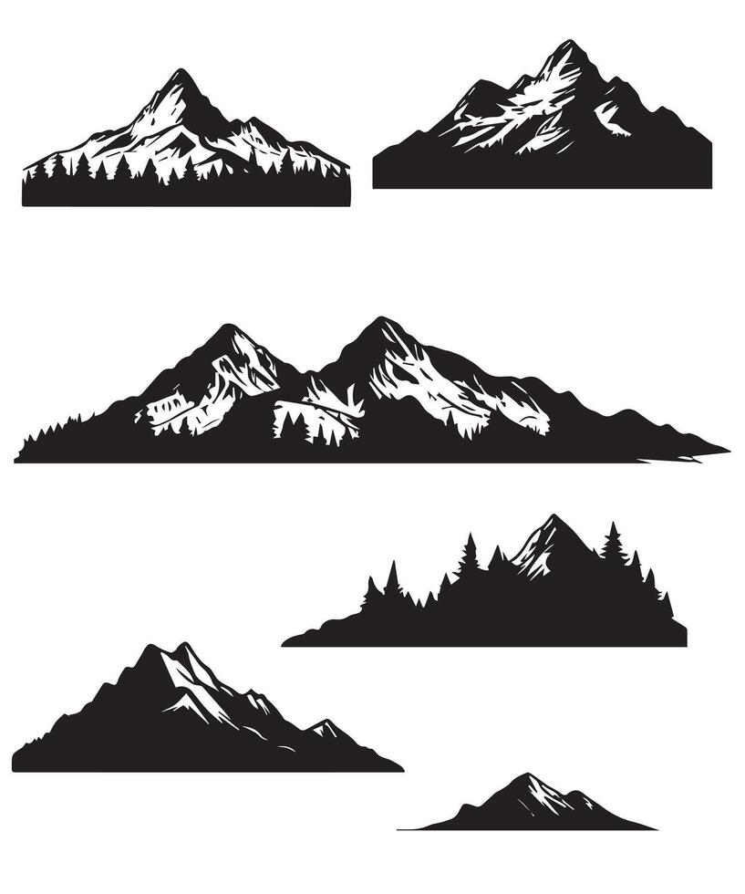 mountain silhouette icon set for logo vector