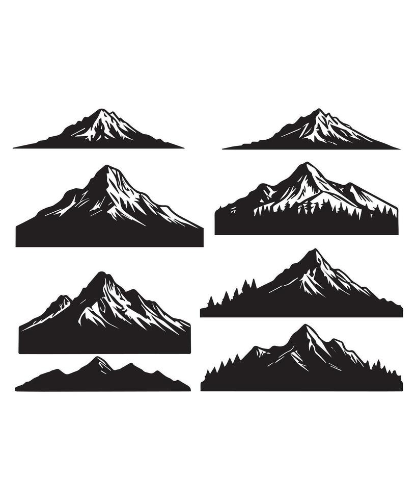 mountain silhouette icon set for logo vector