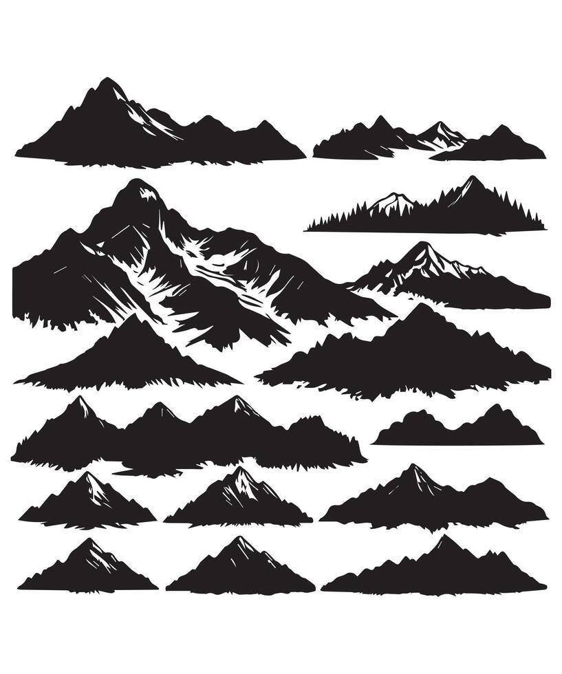 mountain silhouette icon set for logo vector