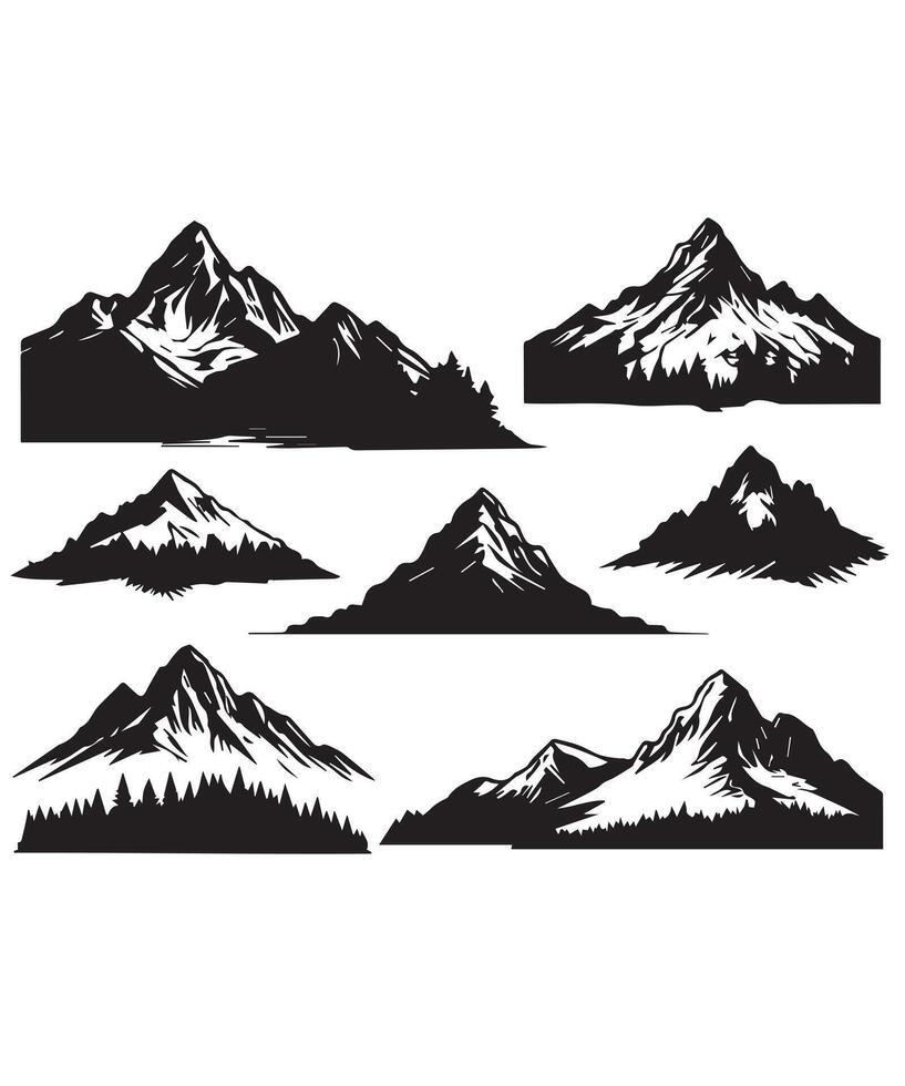 mountain silhouette icon set for logo vector