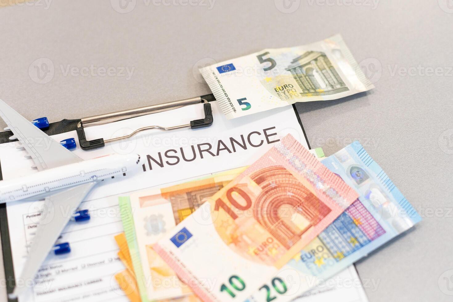 Health insurance application form with banknote concept for life planning photo