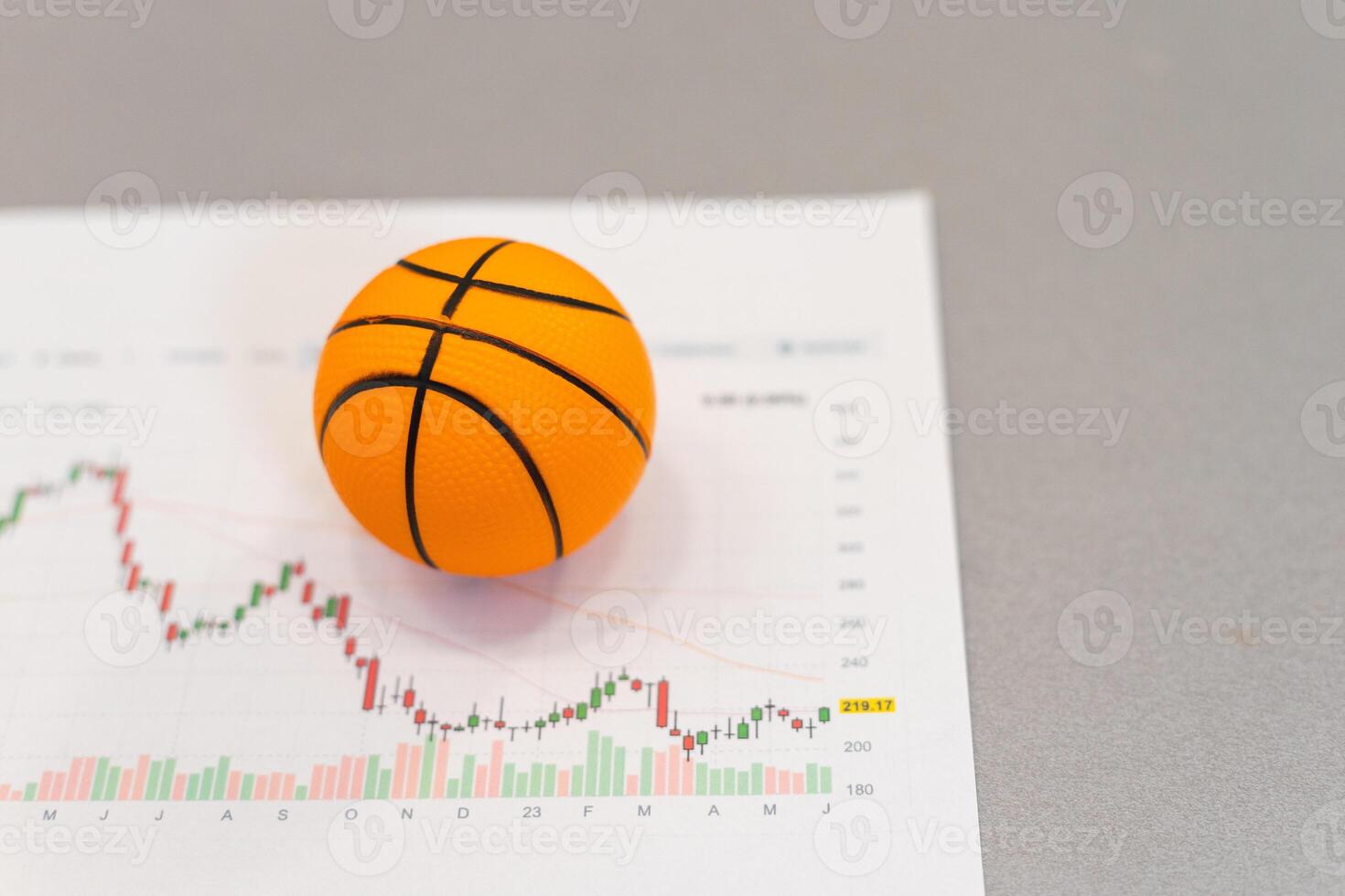 Basketball ball with chart isolated on white background. 3d illustration photo