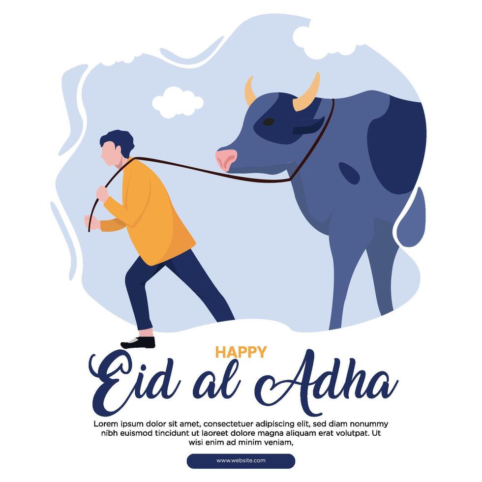 Eid adha mubarak greeting card. illustration for the celebration of eid mubarak with flat design illustration vector