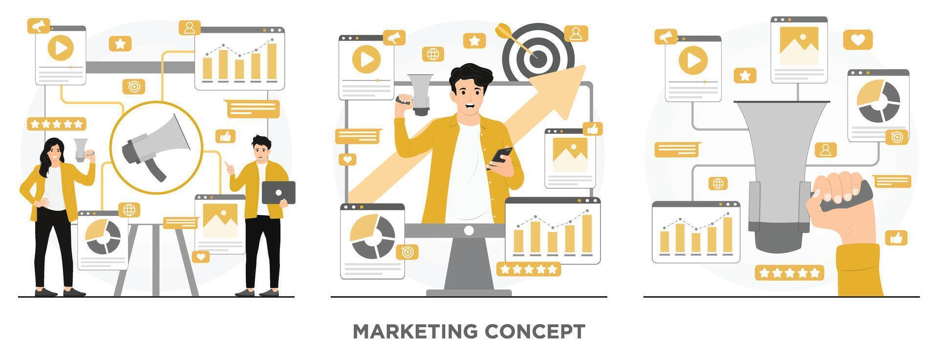 Flat marketing concept illustration vector
