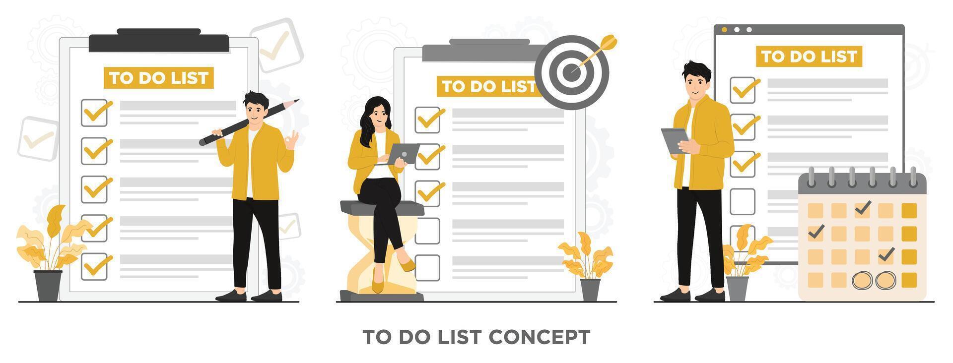 Flat to do list and checkmark concept illustration vector