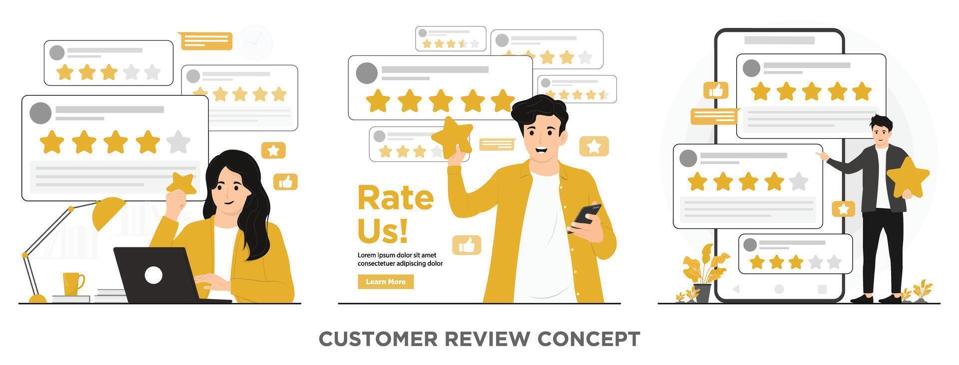 Flat customer review complain feedback concept illustration vector