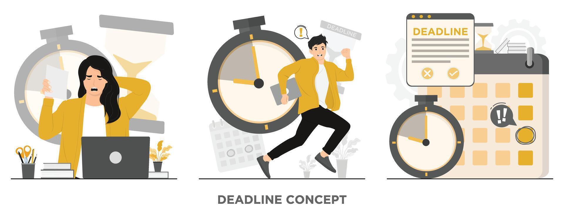 Flat deadline concept illustration vector