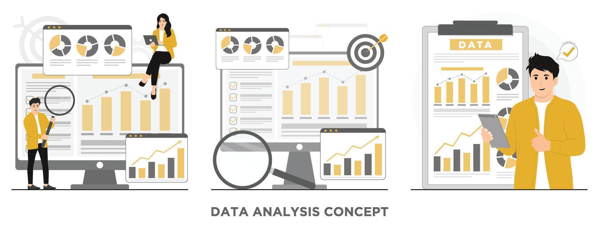 Flat data analysis concept illustration vector