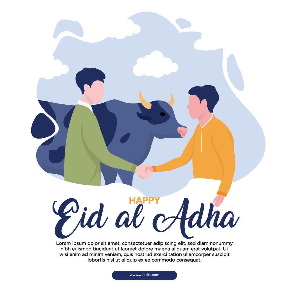 Eid adha mubarak greeting card. illustration for the celebration of eid mubarak with flat design illustration vector