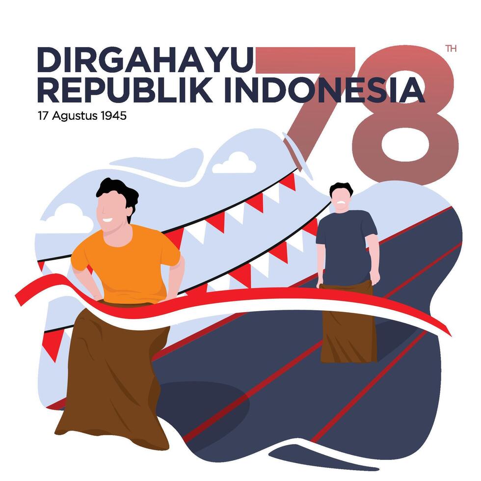Sack race in indonesian independence day vector