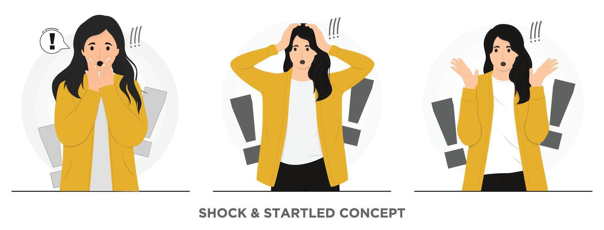 Flat shock and startled concept illustration vector